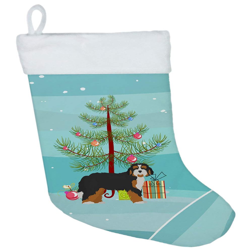 Caroline's Treasures CK3804CS Bernedoodle Christmas Tree Christmas Stocking Fireplace Hanging Stockings Christmas Season Party Decor Family Holiday Decorations