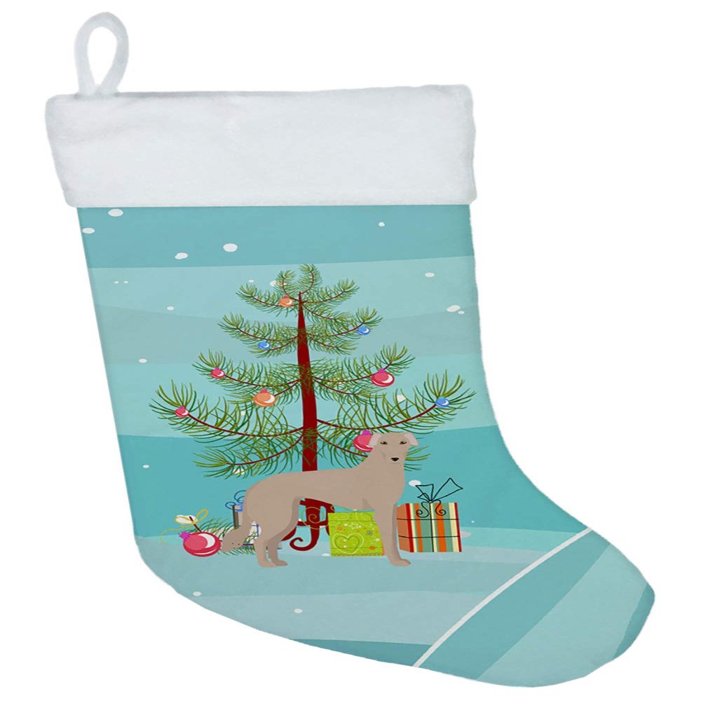 Caroline's Treasures CK3848CS Tan Longdog Christmas Tree Christmas Stocking Fireplace Hanging Stockings Christmas Season Party Decor Family Holiday Decorations