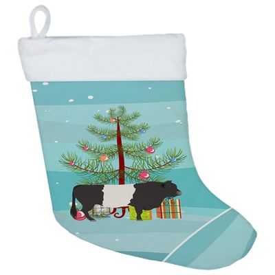 Caroline's Treasures BB9198CS Belted Galloway Cow Christmas Christmas Stocking, Teal Fireplace Hanging Stockings Christmas Season Party Decor Family Holiday Decorations
