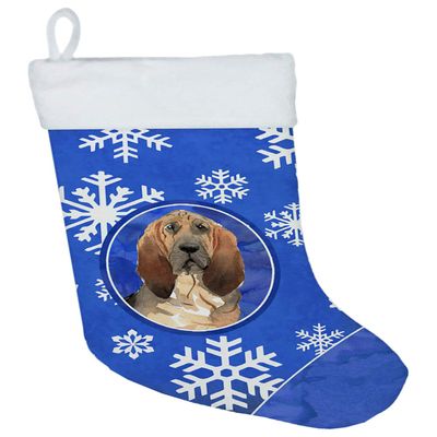 Caroline's Treasures CK3925CS Bloodhound Winter Snowflakes Christmas Stocking Fireplace Hanging Stockings Christmas Season Party Decor Family Holiday Decorations