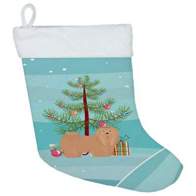 Caroline's Treasures CK3468CS Tan Lhasa Apso Christmas Tree Christmas Stocking Fireplace Hanging Stockings Christmas Season Party Decor Family Holiday Decorations