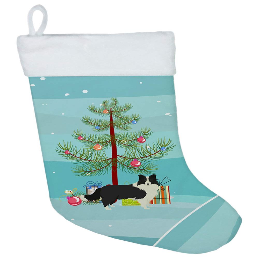 Caroline's Treasures CK3522CS Border Collie Christmas Tree Christmas Stocking Fireplace Hanging Stockings Christmas Season Party Decor Family Holiday Decorations