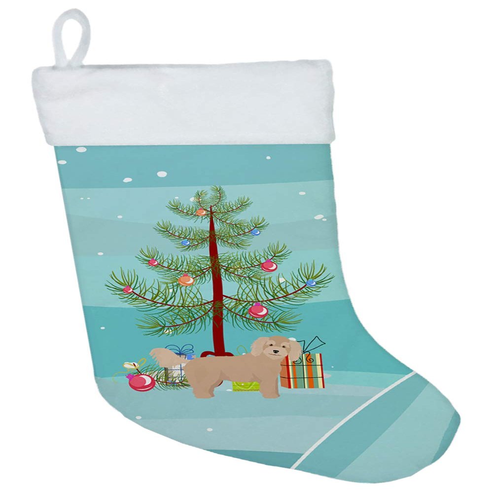 Caroline's Treasures CK3806CS Bichpoo Christmas Tree Christmas Stocking Fireplace Hanging Stockings Christmas Season Party Decor Family Holiday Decorations
