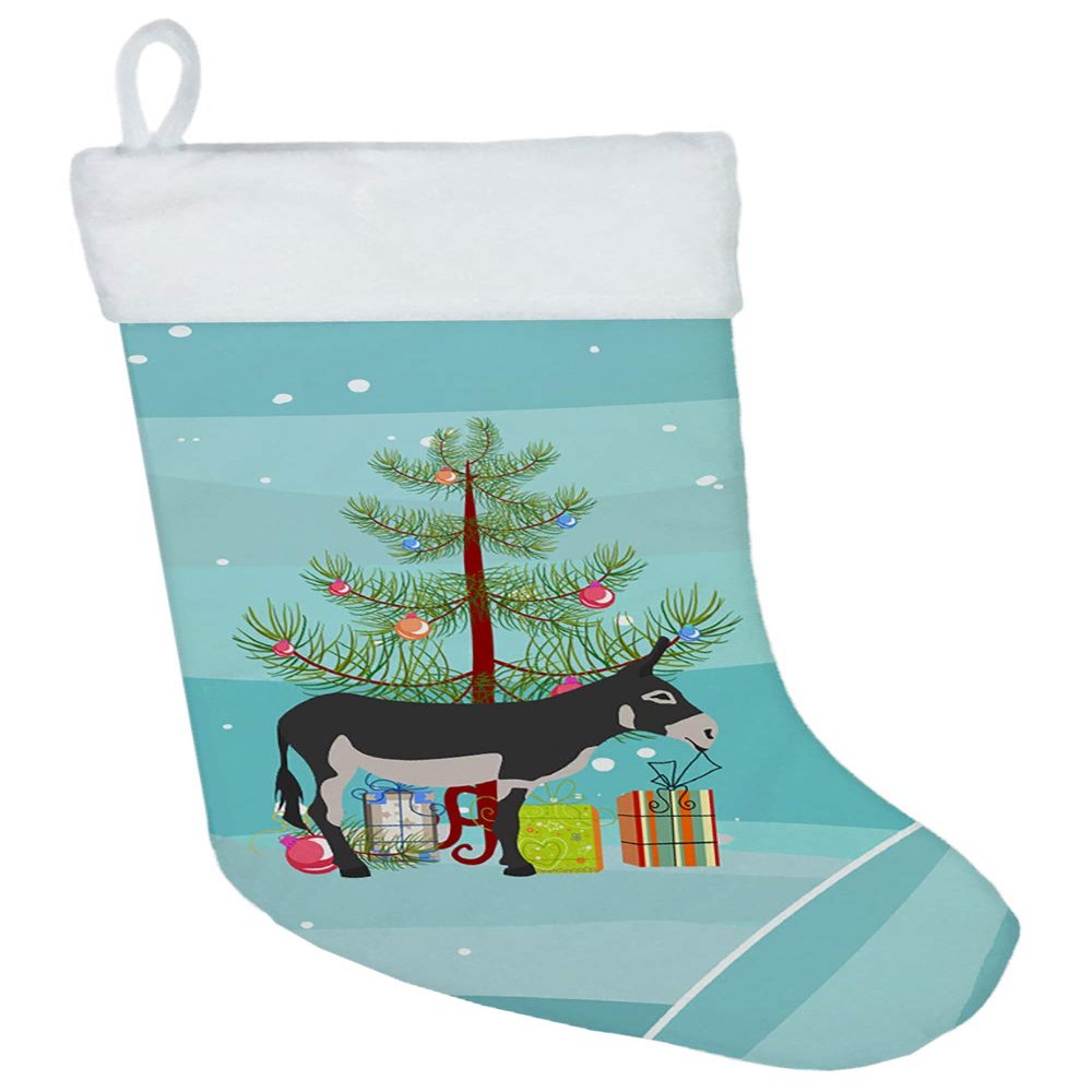 Caroline's Treasures BB9211CS American Mammoth Jack Donkey Christmas Christmas Stocking, Teal Fireplace Hanging Stockings Christmas Season Party Decor Family Holiday Decorations