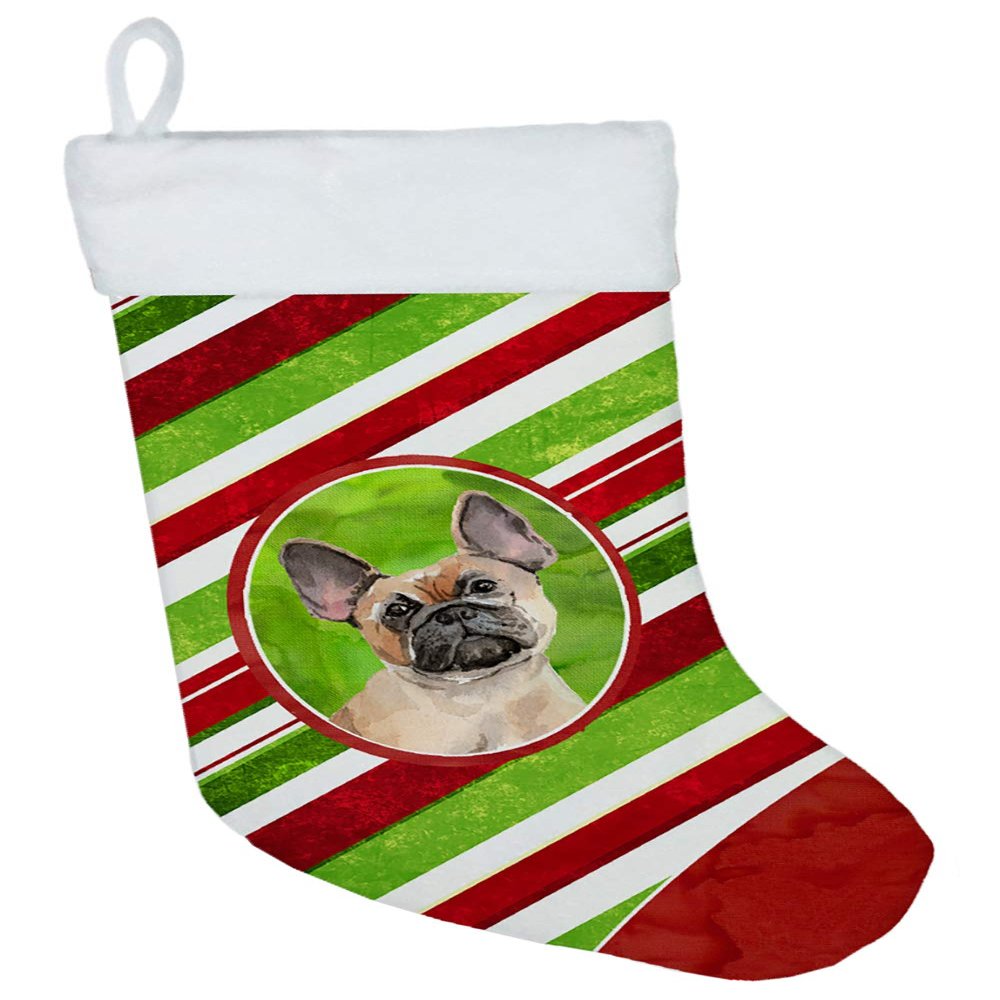 Caroline's Treasures CK4061CS Christmas Snowflakes Fawn French Bulldog Christmas Stocking Fireplace Hanging Stockings Christmas Season Party Decor Family Holiday Decorations