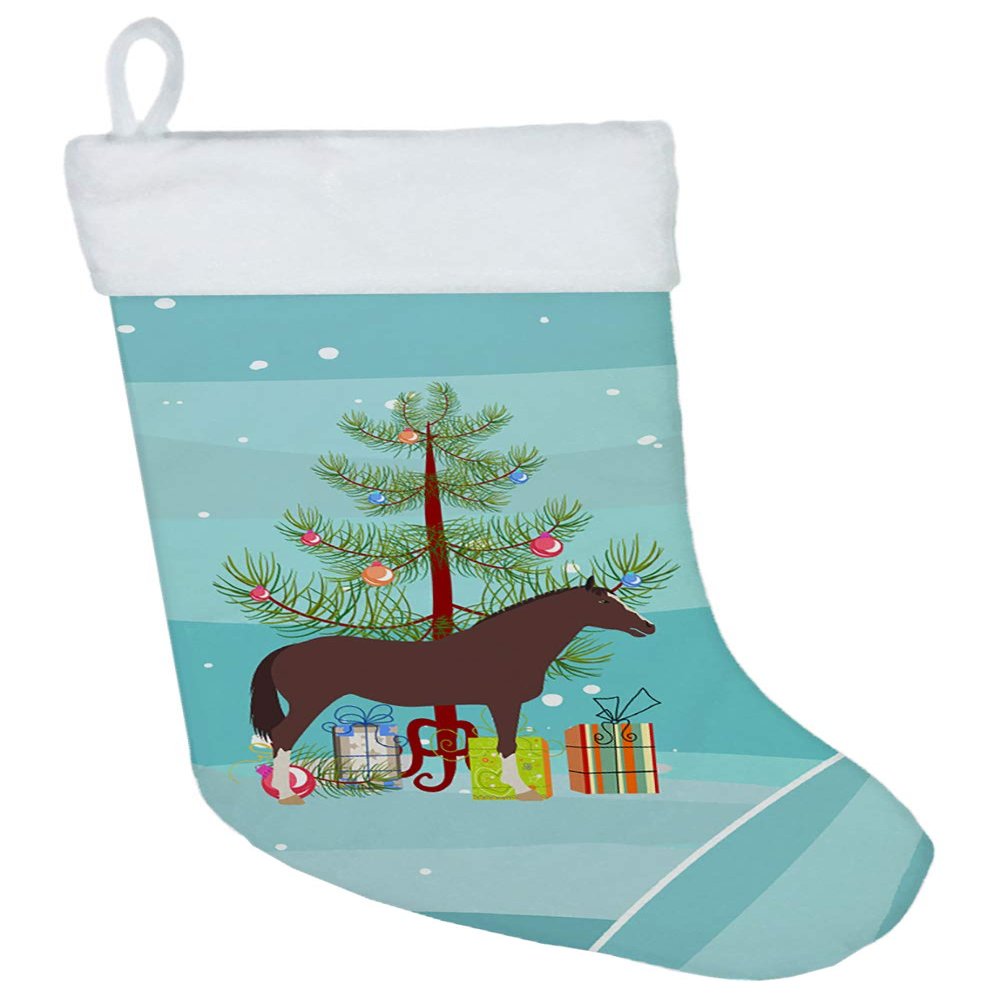 Caroline's Treasures BB9280CS English Thoroughbred Horse Christmas Christmas Stocking, Teal Fireplace Hanging Stockings Christmas Season Party Decor Family Holiday Decorations