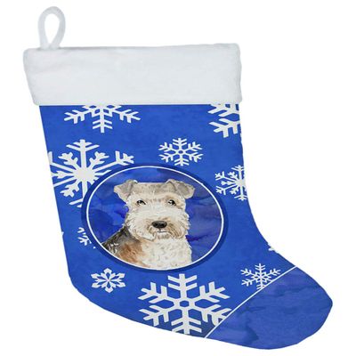 Caroline's Treasures CK3911CS Lakeland Terrier Winter Snowflakes Christmas Stocking Fireplace Hanging Stockings Christmas Season Party Decor Family Holiday Decorations