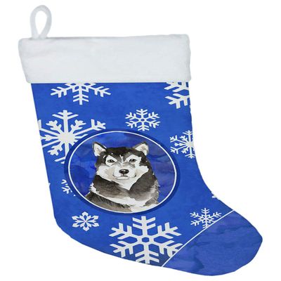 Caroline's Treasures CK3910CS Alaskan Malamute Winter Snowflakes Christmas Stocking Fireplace Hanging Stockings Christmas Season Party Decor Family Holiday Decorations