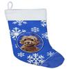 Caroline's Treasures CK3946CS Winter Snowflakes Brown Cockapoo Christmas Stocking Fireplace Hanging Stockings Christmas Season Party Decor Family Holiday Decorations view 1