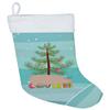 Caroline's Treasures BB9305CS English Large White Pig Christmas Christmas Stocking, Teal Fireplace Hanging Stockings Christmas Season Party Decor Family Holiday Decorations view 1