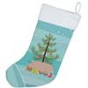Caroline's Treasures BB9305CS English Large White Pig Christmas Christmas Stocking, Teal Fireplace Hanging Stockings Christmas Season Party Decor Family Holiday Decorations view 3