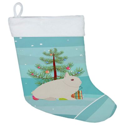 Caroline's Treasures BB9331CS Hermelin Rabbit Christmas Christmas Stocking, Teal Fireplace Hanging Stockings Christmas Season Party Decor Family Holiday Decorations