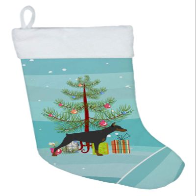Caroline's Treasures BB2978CS Doberman Pinscher Merry Christmas Tree Christmas Stocking Fireplace Hanging Stockings Christmas Season Party Decor Family Holiday Decorations
