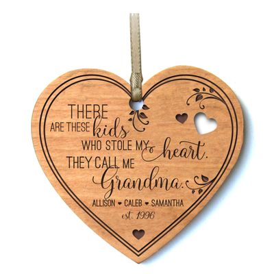 LifeSong Milestones Personalized Grandmother Gift There are These Kids Who Stole My Heart from Grandson, Nephew, Granddaughter, Grandchildren Heart Ornament 4.5 (Grandma)