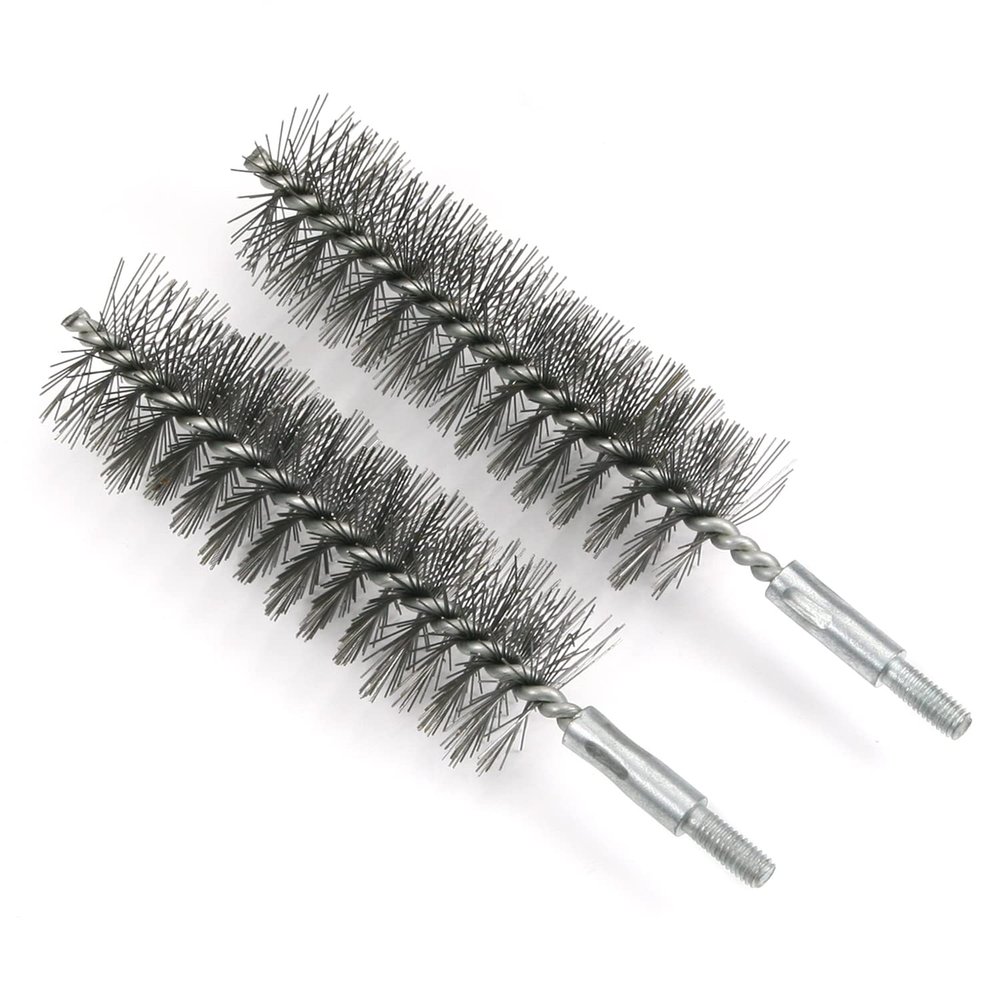 Utoolmart Steel Wire Tube Cleaning Brush, Round Chimney Cleaning Brush, M6 Threaded Interface Cleaning Brush, 35mm Diameter 160mm Length, 2pcs