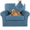 2 Piece Chair Covers Chair Slipcovers For Living Room Armchair Sofa Covers Chair Couch Cover with Arms Washable Furniture Protector for Chairs 85% polyester, 15% Spandex Fabric (Chair,DustyBlue) view 1