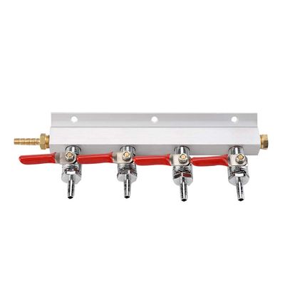 4 Way Beer Splitter, Muti way Home Co2 Air Gas Manifold Distribution Beer Splitter