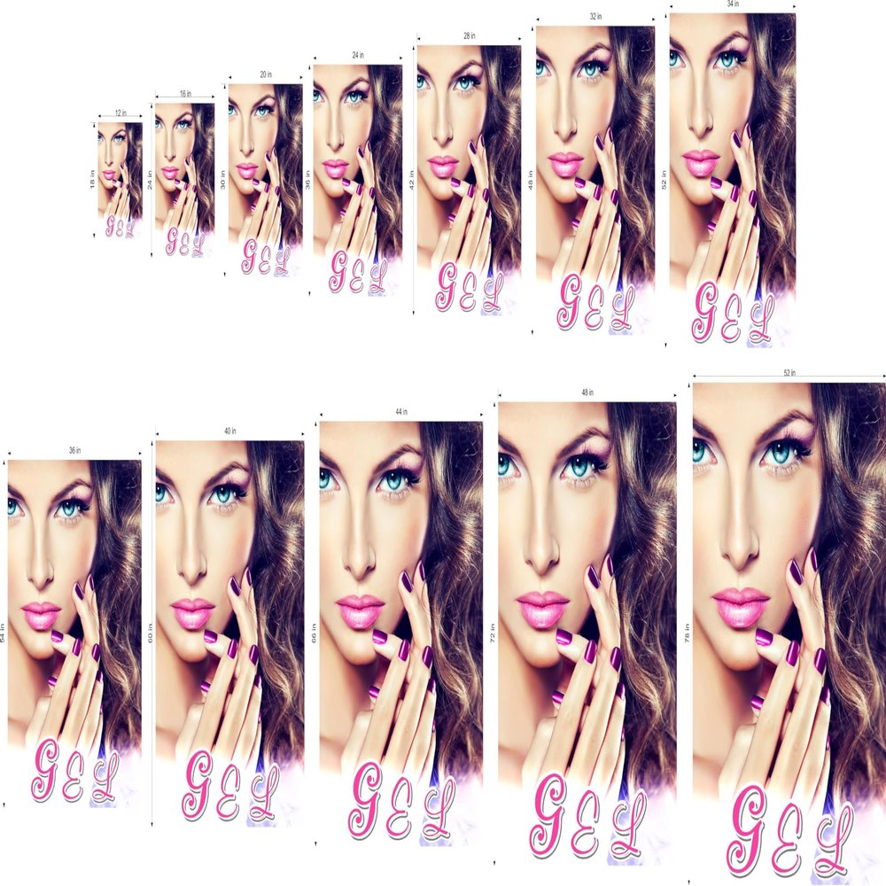 Gel V Nail Salon Sign Decor Salon Sign Advertising Marketing Dcor Vertical (Wallpaper Fabric Poster Decal with Adhesive Backing [Indoors], 30H x 20W)