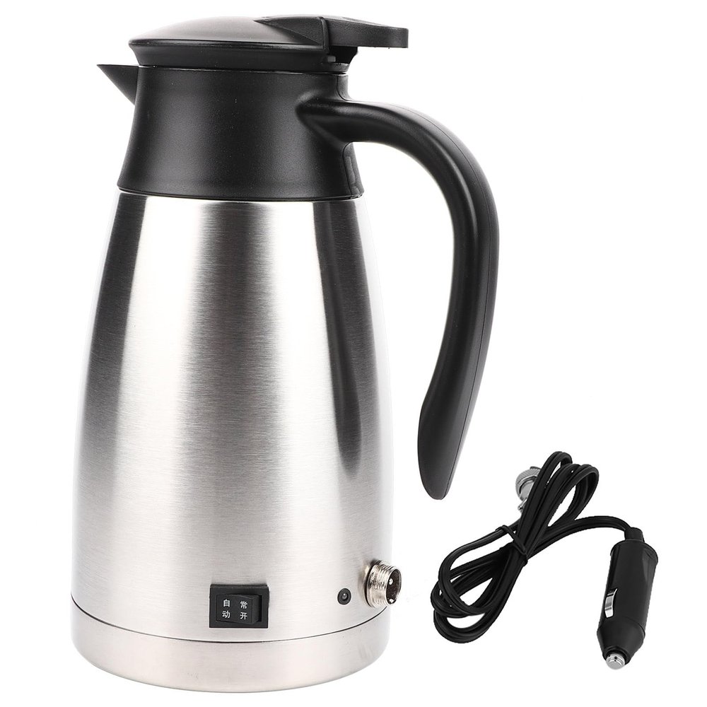 Acouto 24V Car Electric Kettle 1000ml Stainless Steel Auto Shut Off Water Heating Boiling Pot for Hot Water Coffee Tea