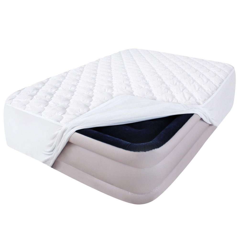 Air Mattress Pad Cover King, Thick Quilted Mattress Topper Cover, Super Soft Breathable and Noiseless Down Alternative Fiber Mattress Pad with Deep Pocket