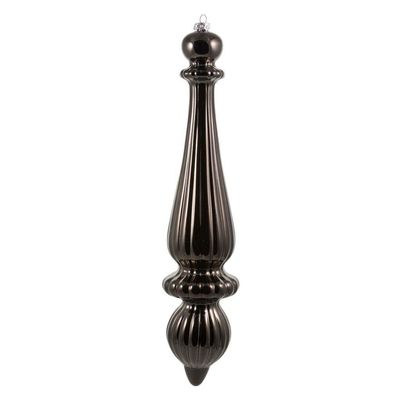 Vickerman 470756-14" Gunmetal Shiny Finial Drop Christmas Tree Ornament (2 pack) (N150884DSV)