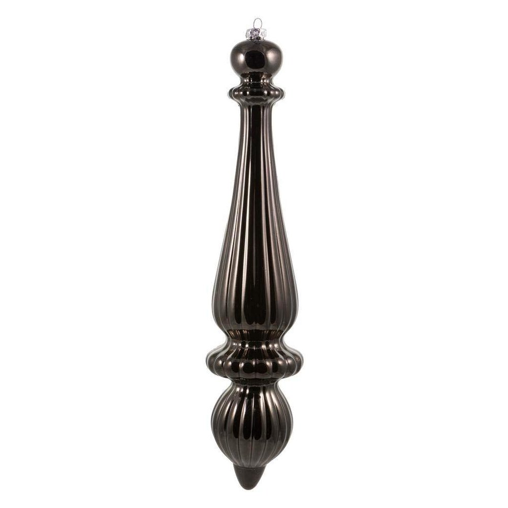 Vickerman 470756-14" Gunmetal Shiny Finial Drop Christmas Tree Ornament (2 pack) (N150884DSV)