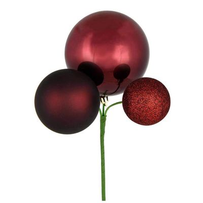 18" Burgundy Ornament Pick 3/Bg