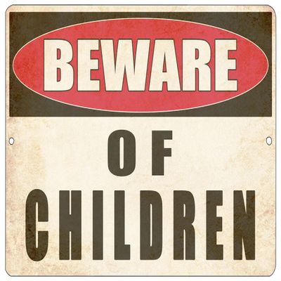 Rogue River Tactical Funny Sarcastic Metal Tin Sign Wall Decor Man Cave Bar Yard Wall Warning Beware of Children