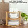 BERYLAND Bamboo Corner Shelf - 3 Tier 10 x 10 inch and 11.5 inches high. Kitchen Cabinet Organizer - Pantry Organization and Storage - Bathroom Countertop Shelves view 2