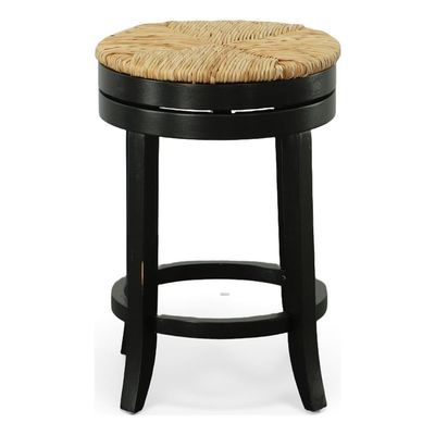 Carolina Classic Irving 24" Swivel Rush Seat Counter Stool in Antique Black
