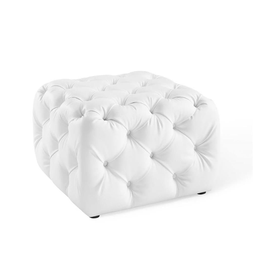 Modway EEI-3775-WHI Anthem Tufted Button Square Faux Leather Ottoman, White
