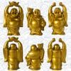ADDUNE Set of 6 Laughing Happy Buddha Statue Resin Figurines Feng Shui for Luck Wealth Good Gift and Collection (Gold, 4.5'') view 3
