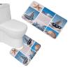 Amagical Marine Life Starfish Seashell Pattern 2 Piece Blue Bathroom Mat Set Non Slip Bath Mat Contour Mat view 1