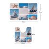 Amagical Marine Life Starfish Seashell Pattern 2 Piece Blue Bathroom Mat Set Non Slip Bath Mat Contour Mat view 2