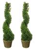Admired By Nature 36" Artificial Topiary Tree Plants Spiral Shape Faux Treeswith Planters and Bamboo Basket - for Home Indoor Outdoor Decor, Offices, Events - Set of 2, Green view 1