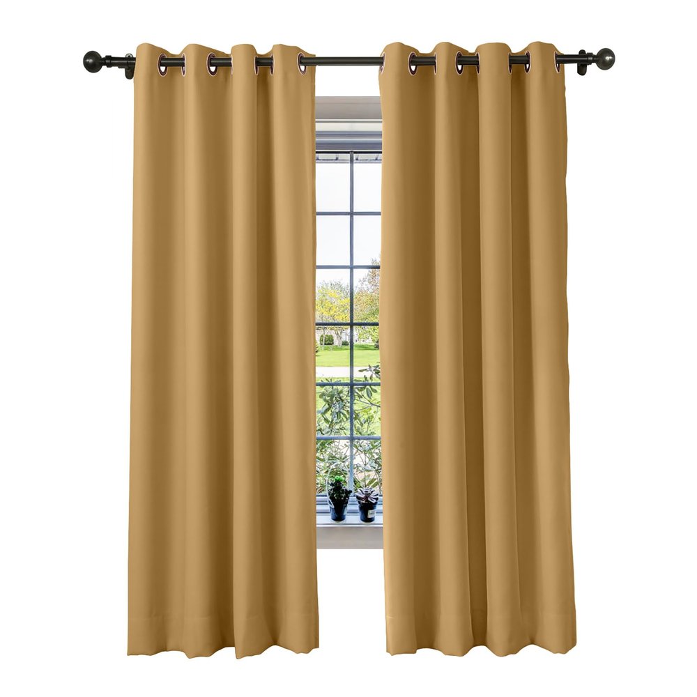 cololeaf Flame Retardant Curtains Fire Resistant Curtain Room Darkening Drape with Grommetfor Home Kitchen Office Hotel School Cinema and Hospital- Oak 84W x 102L Inch (1 Panel)