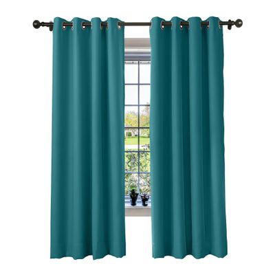cololeaf Flame Retardant Curtains Fire Resistant Curtain Room Darkening Drape with Grommetfor Home Kitchen Office Hotel School Cinema and Hospital- Saxony Blue 84W x 102L Inch (1 Panel)