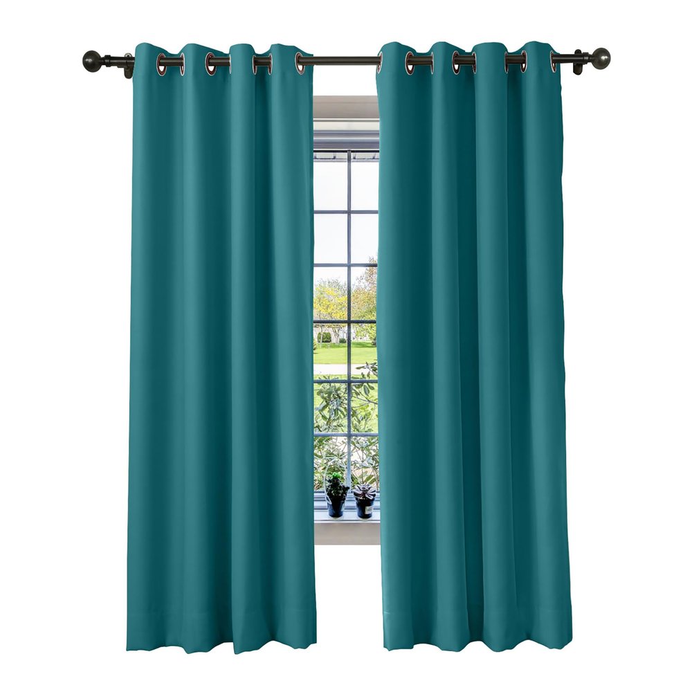cololeaf Flame Retardant Curtains Fire Resistant Curtain Room Darkening Drape with Grommetfor Home Kitchen Office Hotel School Cinema and Hospital- Saxony Blue 84W x 102L Inch (1 Panel)
