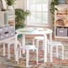 Guidecraft Nordic Table and Stools Set for Kids: White - Stacking Bentwood Stools with Curved Wood Toddler Activity Table - Children's Modern Bedroom, Playroom, and Living Room Furniture view 3