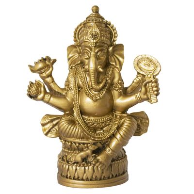 Ganesha Statue Elephant Hindu God of Success Wealth Resin Ganesh Idol Indian Decor for Wedding and Diwali Decoration (Gold)
