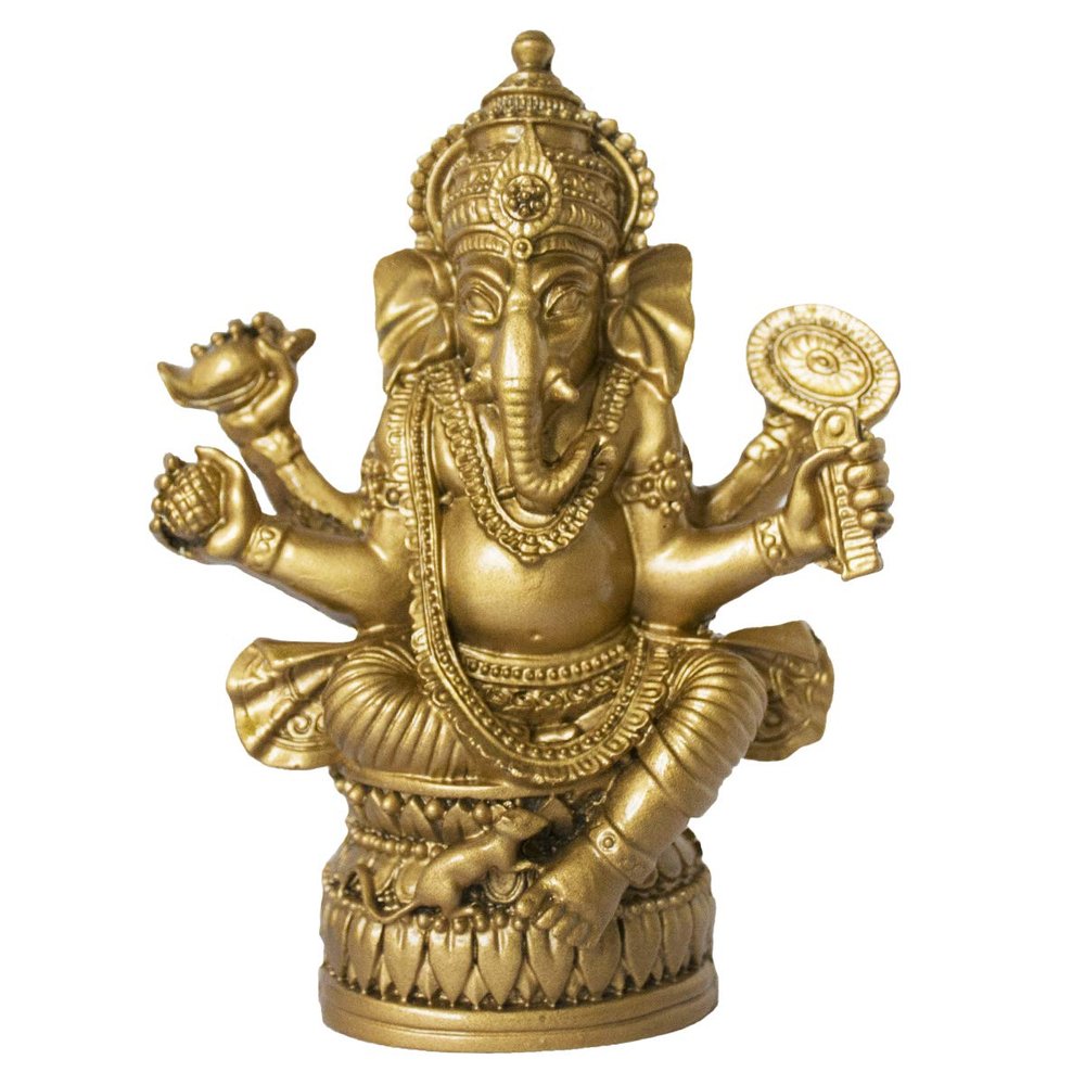 Ganesha Statue Elephant Hindu God of Success Wealth Resin Ganesh Idol Indian Decor for Wedding and Diwali Decoration (Gold)
