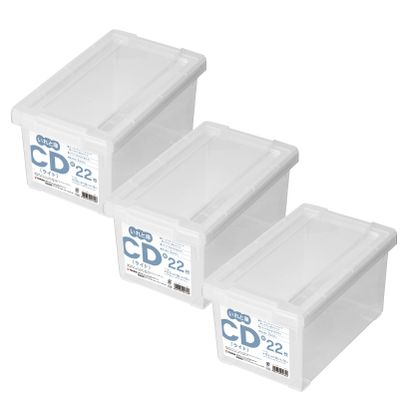 Tenma Disc Storage Box, CD Storage Box, Light, Set of 3, Clear, Approx. 5.9 x 6.9 x 11.8 inches (15 x 17.5 x 30 cm)