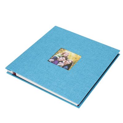 16 inch Photo Album, 40 inner pages Photo Album DIY Handcraft Self-Adhesive Linen Photo Album Record Album Scrapbook Anniversary Valentines Gifts (Light Blue)