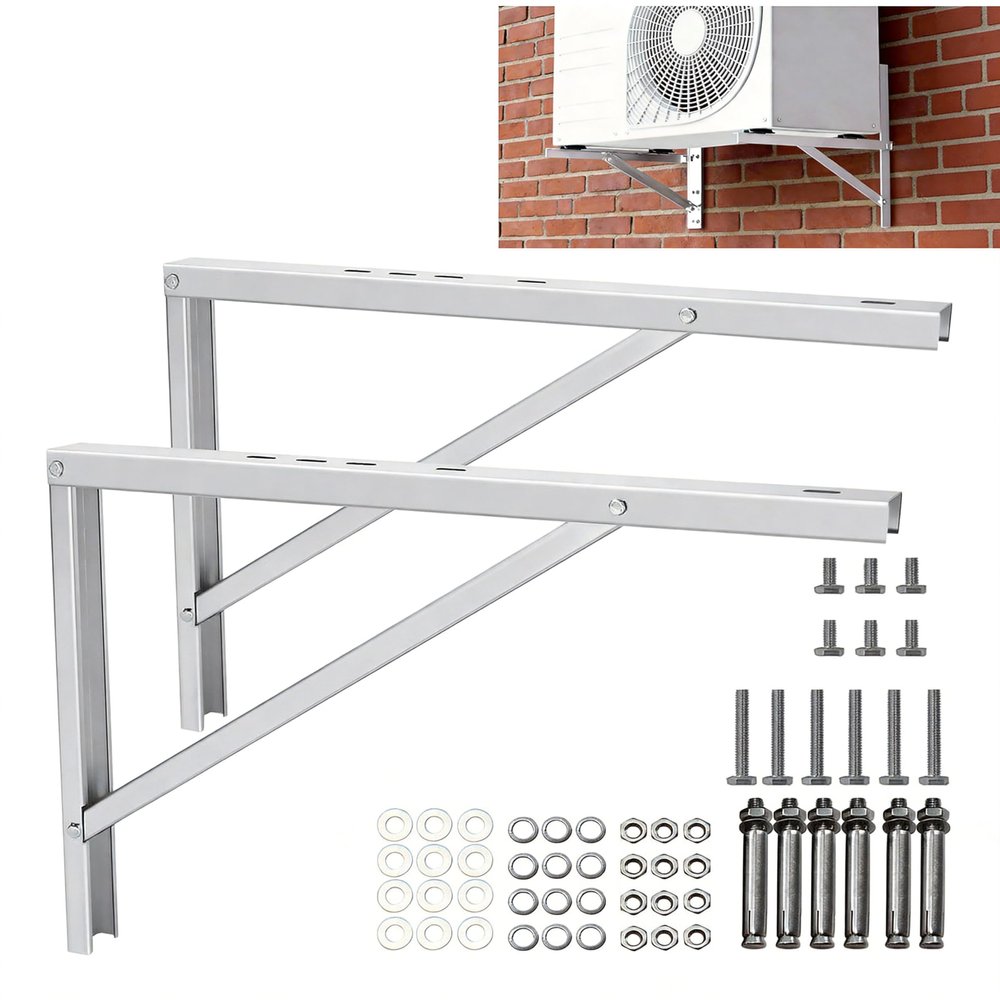 popmoon Wall Mounting AC Brackets up to 440lb/200kg Split Air Conditioner Bracket 21 5/8" Lx16 H Bracket Air Conditioner Bracket Set Adjustble 9000 Btu to 36000 Btu