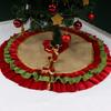Luxury Burlap Christmas Tree Skirt with Red & Green Velvet Ruffles, Handmade Rustic Farmhouse Holiday Decor, Extra Large Sizes 35100 Inch, Heirloom-Quality Under Tree Cover view 2