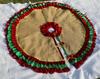 Luxury Burlap Christmas Tree Skirt with Red & Green Velvet Ruffles, Handmade Rustic Farmhouse Holiday Decor, Extra Large Sizes 35100 Inch, Heirloom-Quality Under Tree Cover view 3