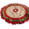 Luxury Burlap Christmas Tree Skirt with Red & Green Velvet Ruffles, Handmade Rustic Farmhouse Holiday Decor, Extra Large Sizes 35100 Inch, Heirloom-Quality Under Tree Cover view 4