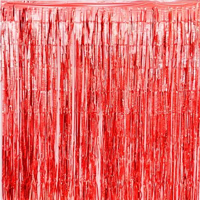 Allgala 4 Pack Red Matte Metalic Tinsel Party Photo Backdrop Curtain 3.3x6.6 FT (1x2M) Photo Booth Background Curtains Door Fringe Dcor Party Streamer for Birthday Graduation New Year Eve