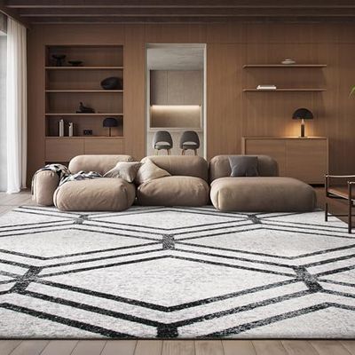 SAFAVIEH Area Rug 8x10 - Adirondack Collection - Large - Ivory & Charcoal, Modern Geometric Design, Non-Shedding & Easy Cleaning, Ideal for Living Room, Bedroom, Office, Dining Space (ADR253B)