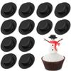 NUOBESTY 50pcs Mini Plastic Top Hats Black Snowman Hats Christmas Wine Bottle Decor Party Supplies(Size M) view 1